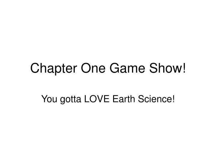 chapter one game show