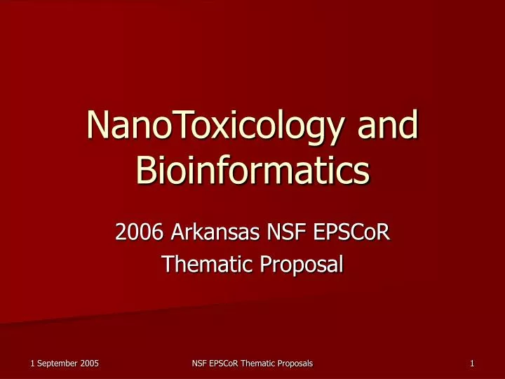 nanotoxicology and bioinformatics