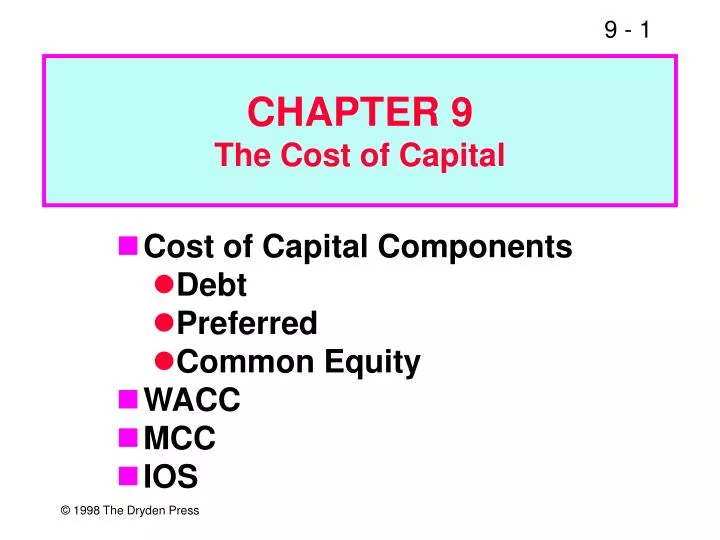 chapter 9 the cost of capital