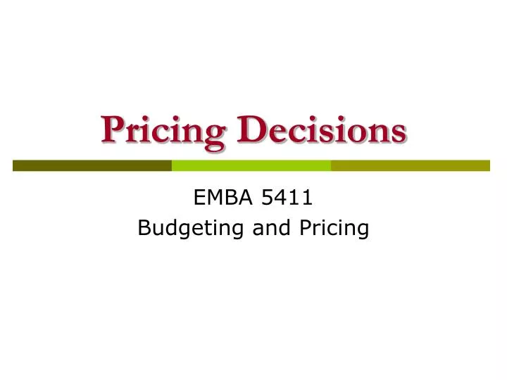 pricing decisions