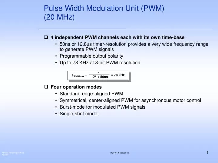 pulse width modulation unit pwm 20 mhz