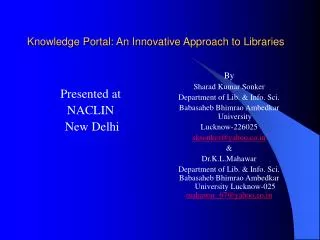 Knowledge Portal: An Innovative Approach to Libraries