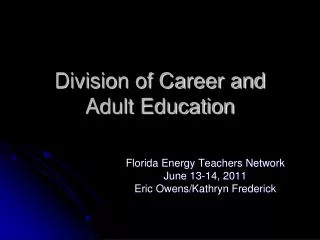 Division of Career and Adult Education