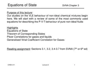 Equations of State			 SVNA Chapter 3