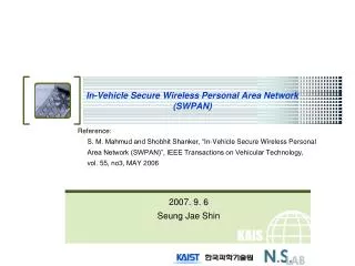In-Vehicle Secure Wireless Personal Area Network (SWPAN)