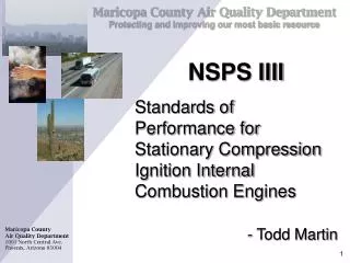 NSPS IIII Standards of Performance for Stationary Compression Ignition Internal Combustion Engines - Todd Martin