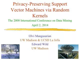 Privacy-Preserving Support Vector Machines via Random Kernels