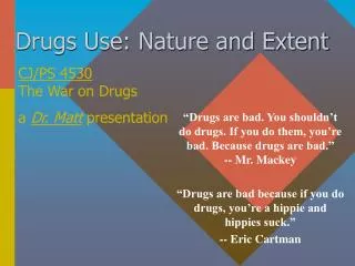 Drugs Use: Nature and Extent