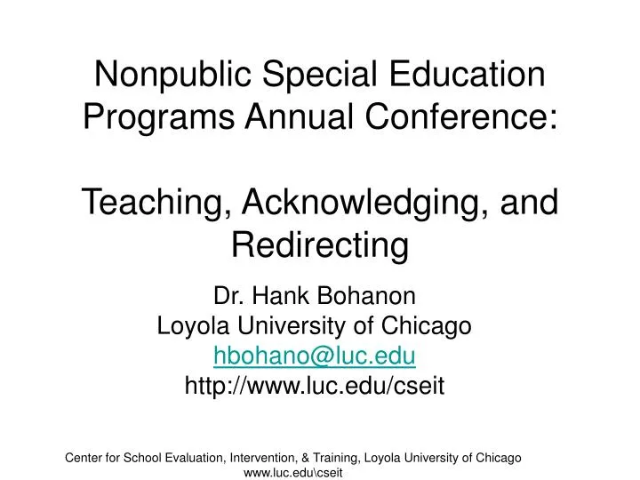 nonpublic special education programs annual conference teaching acknowledging and redirecting