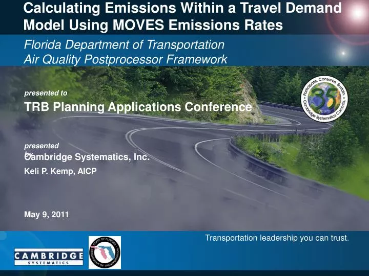calculating emissions within a travel demand model using moves emissions rates