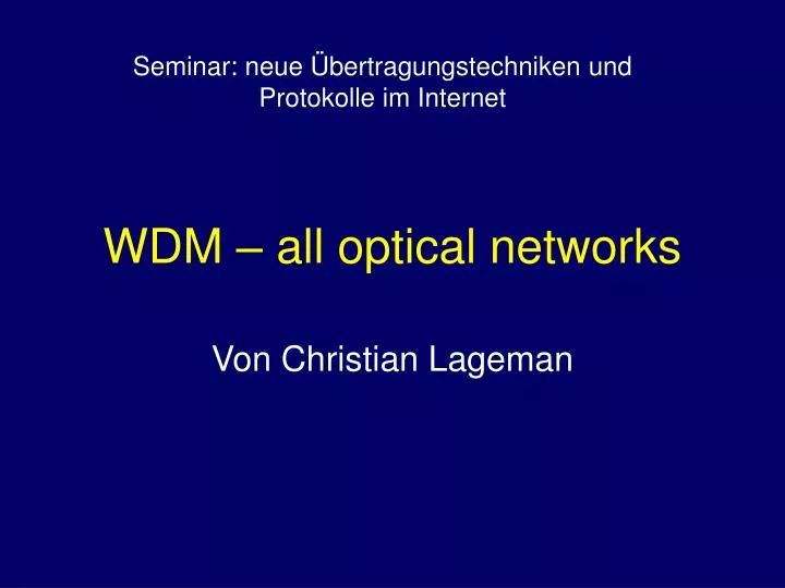 wdm all optical networks