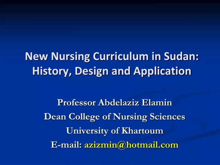 new nursing curriculum in sudan history design and application