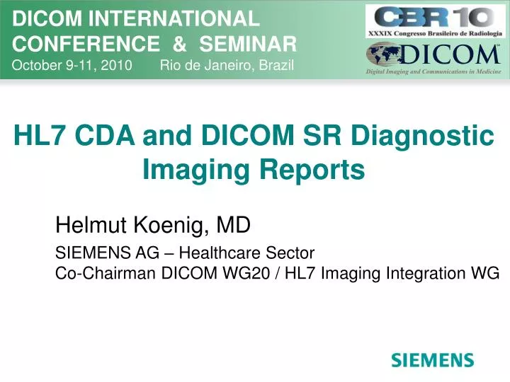 hl7 cda and dicom sr diagnostic imaging reports