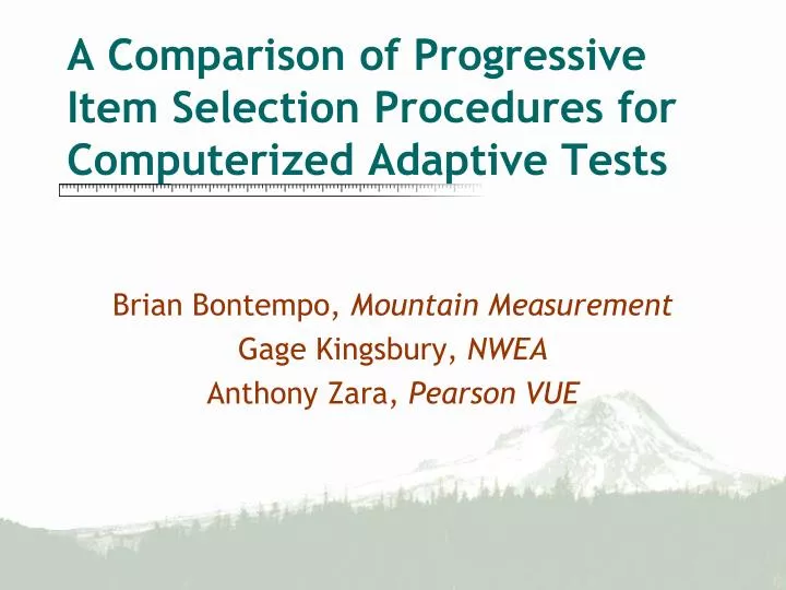 a comparison of progressive item selection procedures for computerized adaptive tests