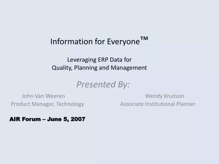 information for everyone leveraging erp data for quality planning and management