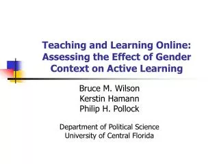 Teaching and Learning Online: Assessing the Effect of Gender Context on Active Learning