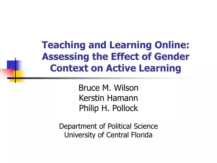 teaching and learning online assessing the effect of gender context on active learning
