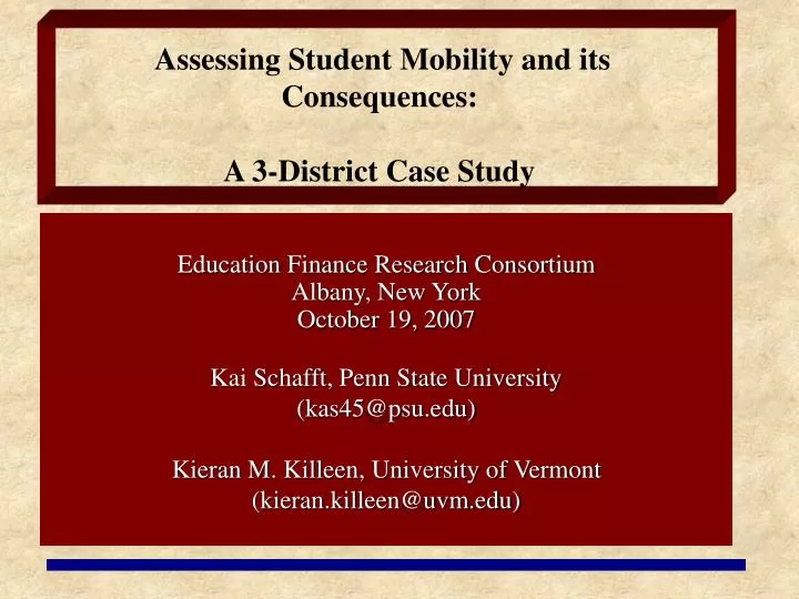 assessing student mobility and its consequences a 3 district case study