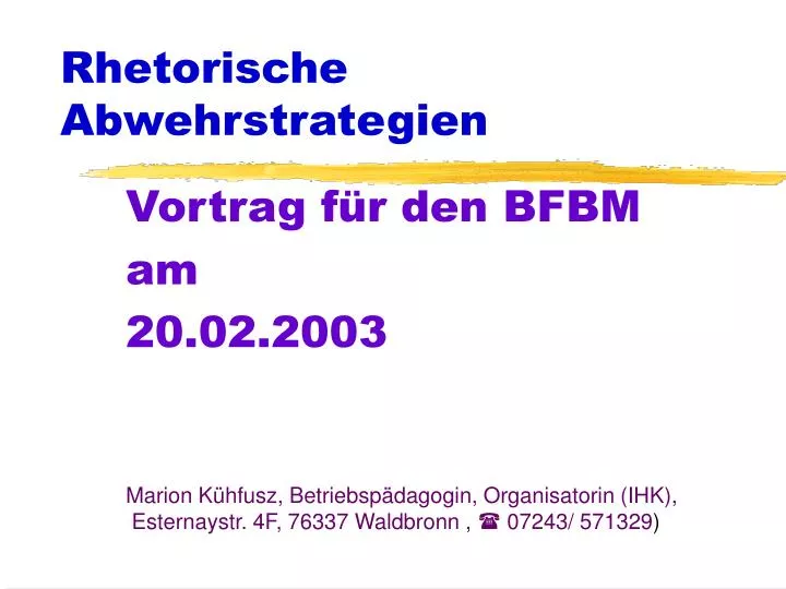 rhetorische abwehrstrategien