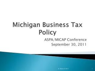 Michigan Business Tax Policy
