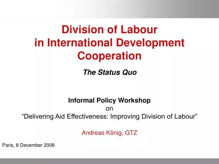 division of labour in international development cooperation
