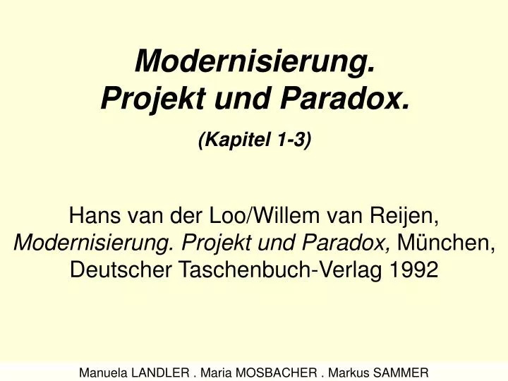 modernisierung projekt und paradox kapitel 1 3