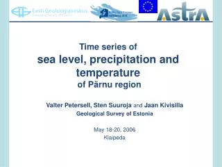 Time series of sea level, precipitation and temperature of Pärnu region