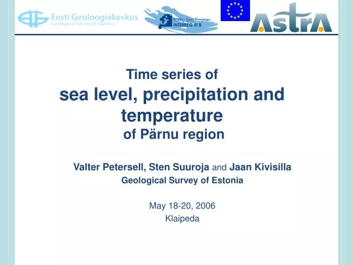 time series of sea level precipitation and temperature of p rnu region