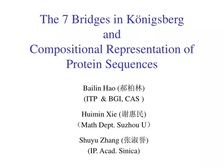 the 7 bridges in k nigsberg and compositional representation of protein sequences
