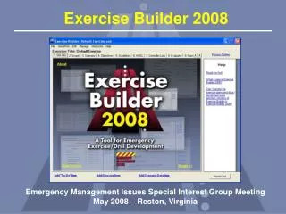 Emergency Management Issues Special Interest Group Meeting May 2008 – Reston, Virginia