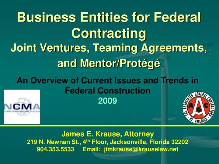 business entities for federal contracting joint ventures teaming agreements and mentor prot g