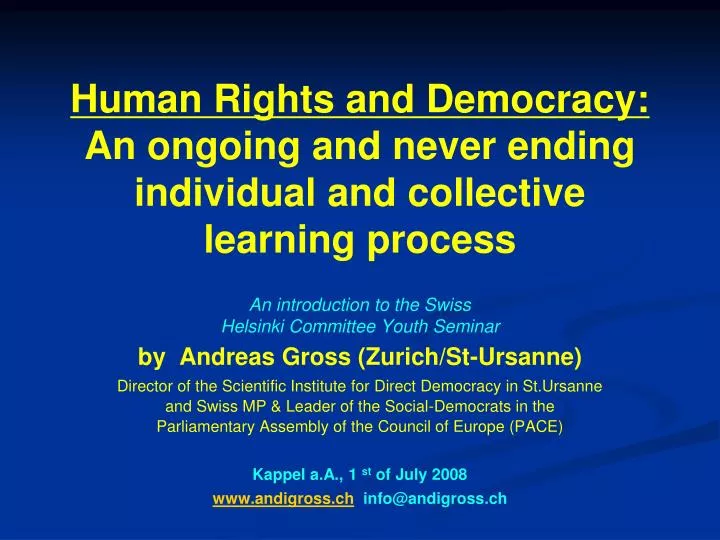 human rights and democracy an ongoing and never ending individual and collective learning process