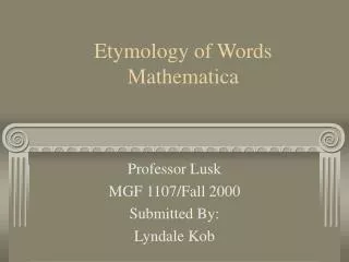 Etymology of Words Mathematica