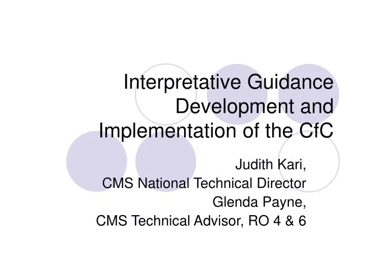 interpretative guidance development and implementation of the cfc