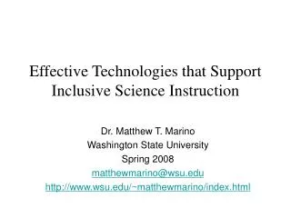 Effective Technologies that Support Inclusive Science Instruction