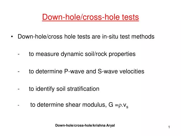 down hole cross hole tests