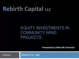 Equity investments in community wind projects