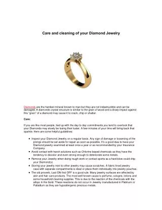 Care and cleaning of your Diamond Jewelry