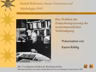 Rudolf Bultmann, Neues Testament und Mythologie,1941