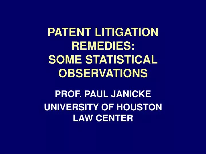 patent litigation remedies some statistical observations