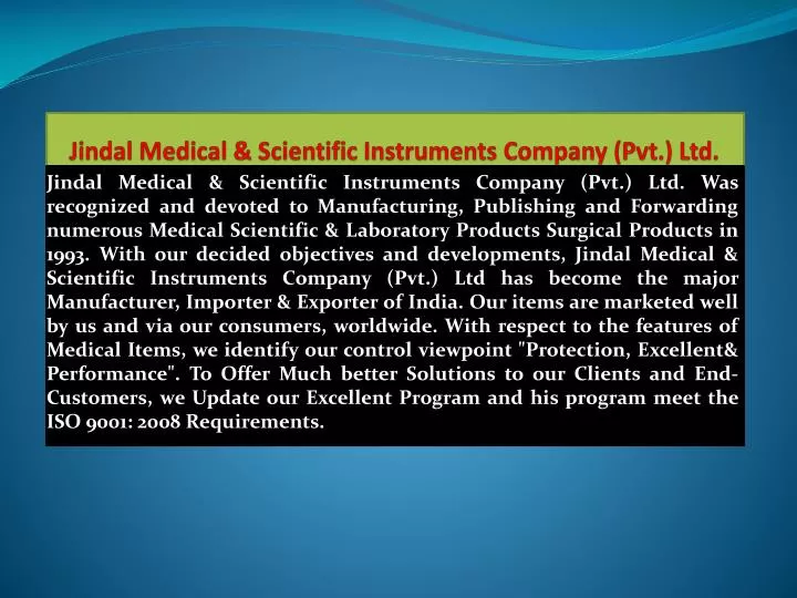 jindal medical scientific instruments company pvt ltd