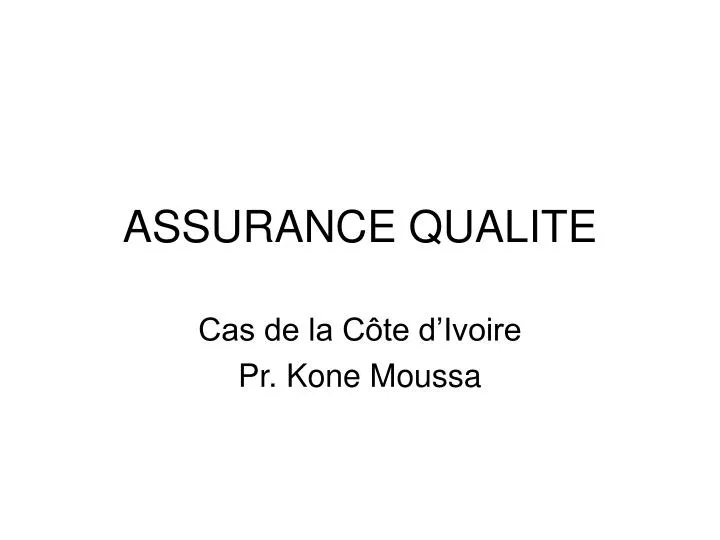 assurance qualite