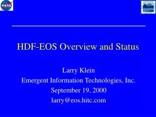 HDF-EOS Overview and Status