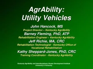 AgrAbility: Utility Vehicles