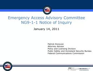 Emergency Access Advisory Committee NG9-1-1 Notice of Inquiry