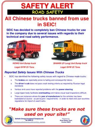 SHANXI (D ’ Long) 6x4 Dump truck Legal GVW 25 Tons
