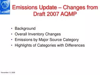 Emissions Update – Changes from Draft 2007 AQMP