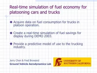 Real-time simulation of fuel economy for platooning cars and trucks