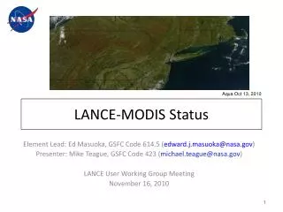 LANCE-MODIS Status