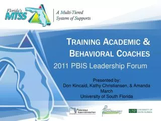 Training Academic &amp; Behavioral Coaches